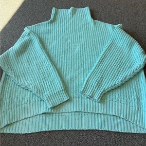 Women's Free People Medium Turtle Neck (Can fit up to XL) Aqua Sweater
